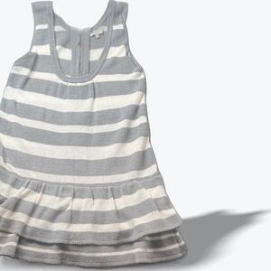Anthropologie Plastic Island Knit Ruffle Dress Sleeveless Tank Striped Medium